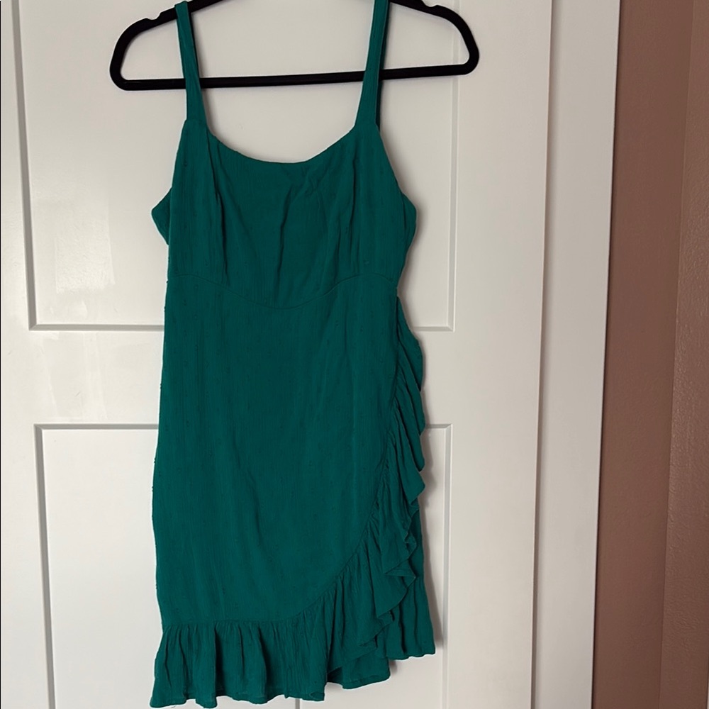 O'Neill Green Ruffled Mini Sundress